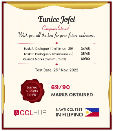 Report cards of Filipino NAATI CCL